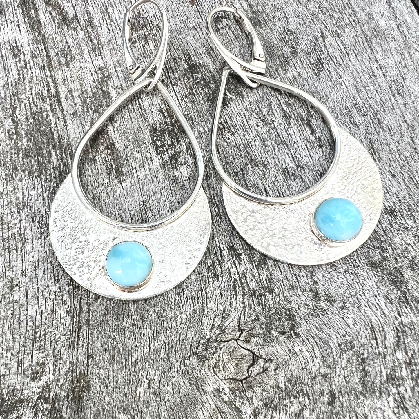 Earrings - Larimar and sterling with lever-back