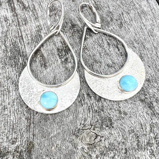 Earrings - Larimar and sterling with lever-back