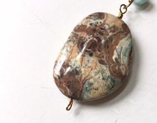 Necklace  -  jasper, amazonite, smoky quartz