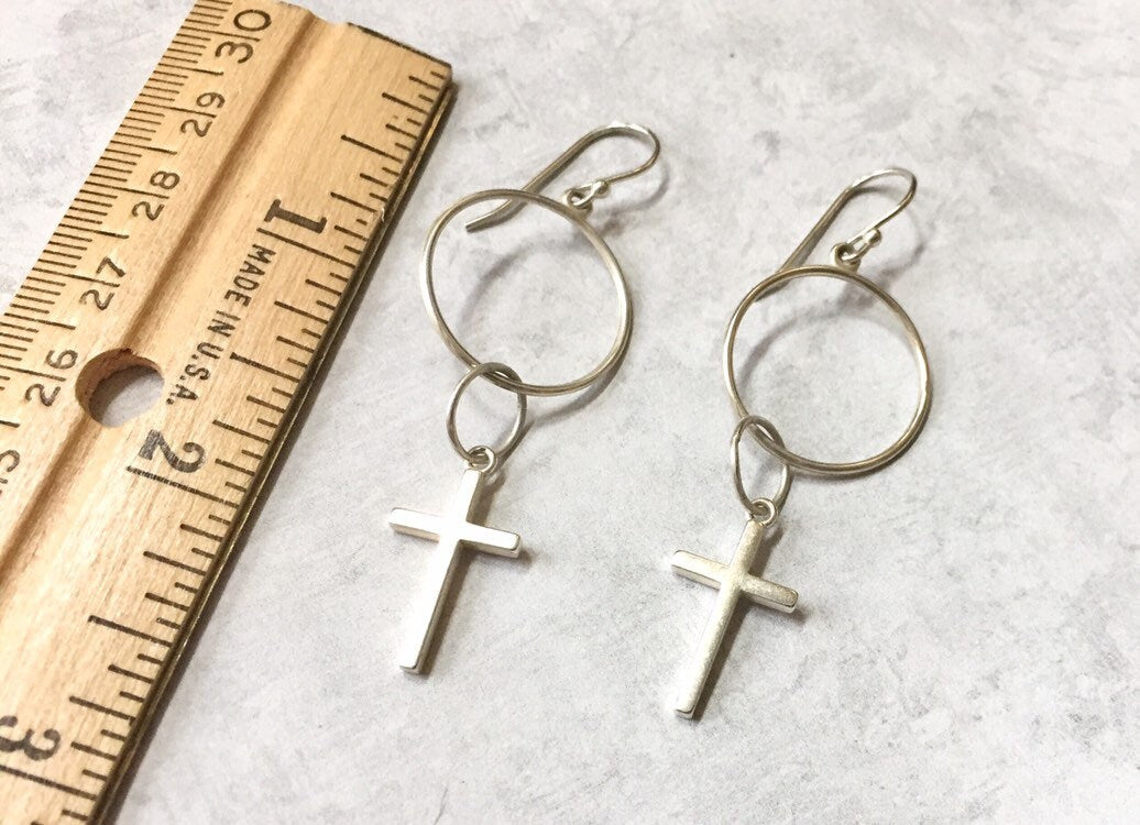 Cross earrings in sterling silver