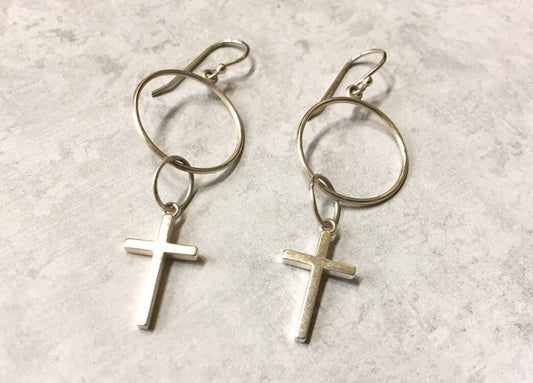 Cross earrings in sterling silver