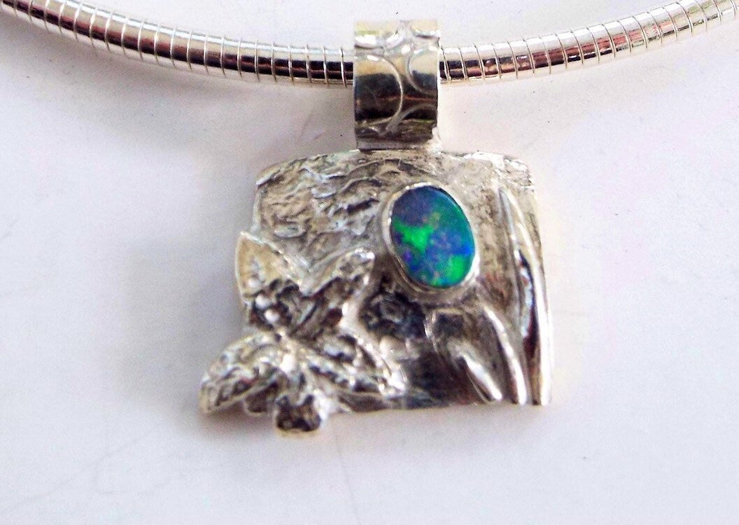 Necklace - AUS opal and fine silver pendant