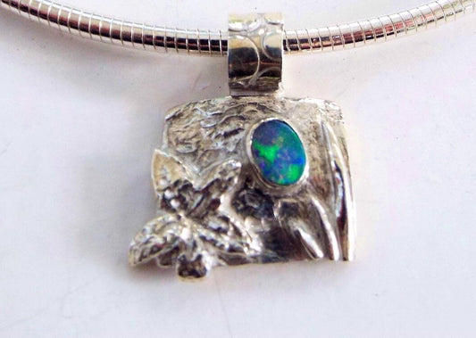 Necklace - AUS opal and fine silver pendant