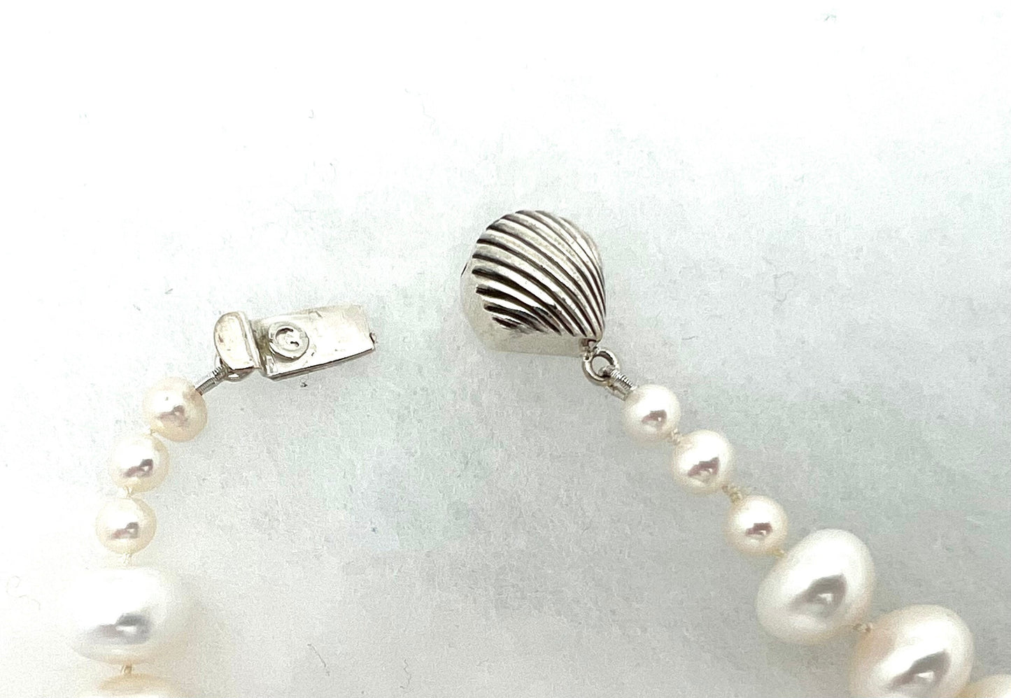 High luster, large, white freshwater pearl necklace