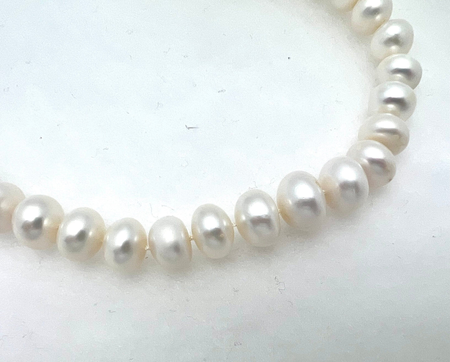 High luster, large, white freshwater pearl necklace